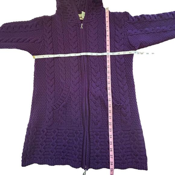 ARAN CRAFTS Hooded Long Cardigan Sweater S - Picture 12 of 14